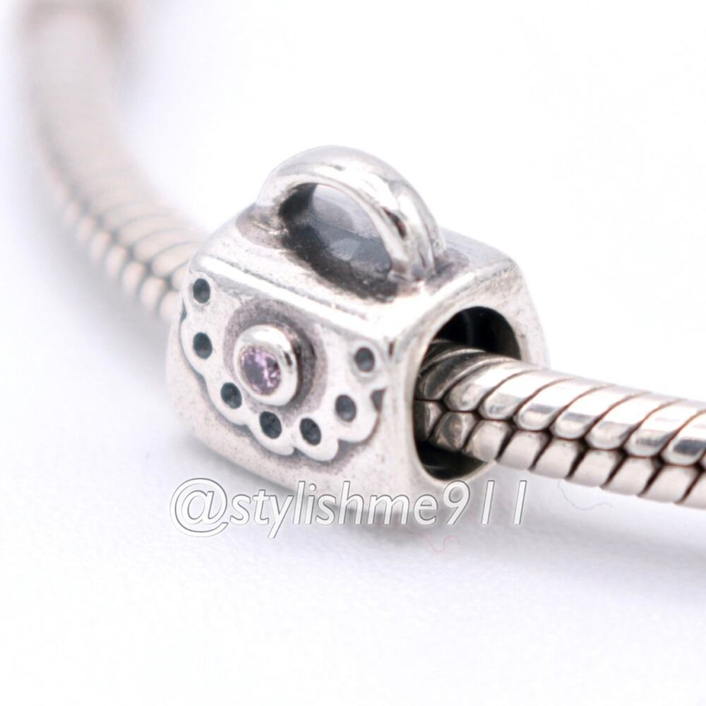 Authentic PANDORA Scalloped Purse with Pink CZ Charm - 790473PCZ